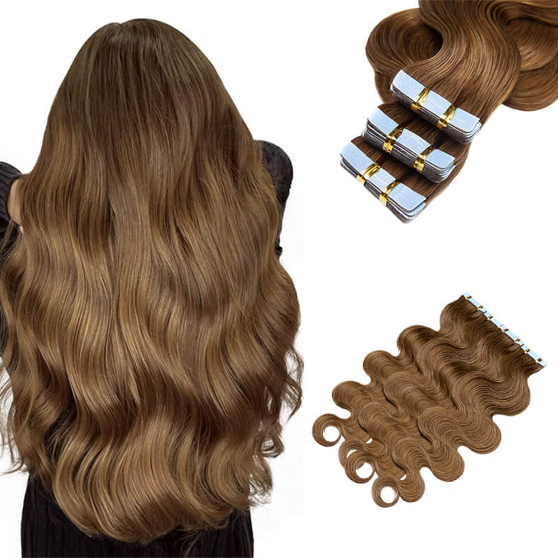 Brown Wavy Tape Ins 2 Pack 40pcs Bundle For More Volume E-LITCHI® Hair