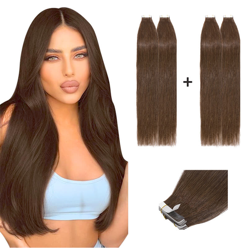 Brown Wavy Tape Ins 2 Pack 40pcs Bundle For More Volume E-LITCHI® Hair