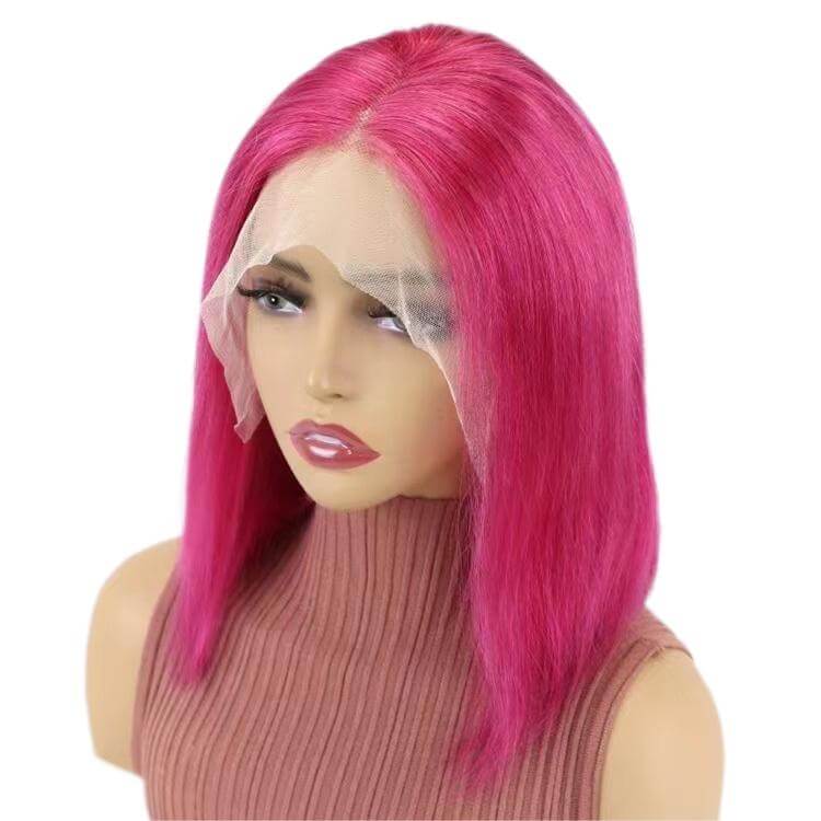 Short Bob Wigs Human Hair 13x4 Lace Front Straight Middle Parted Hairstyles All Shades