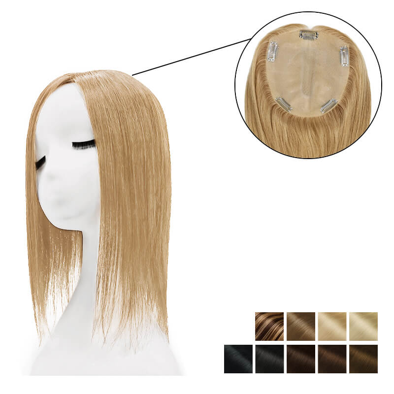 Human Hair Topper With Bangs 15*16cm Base All Shades E-LITCHI