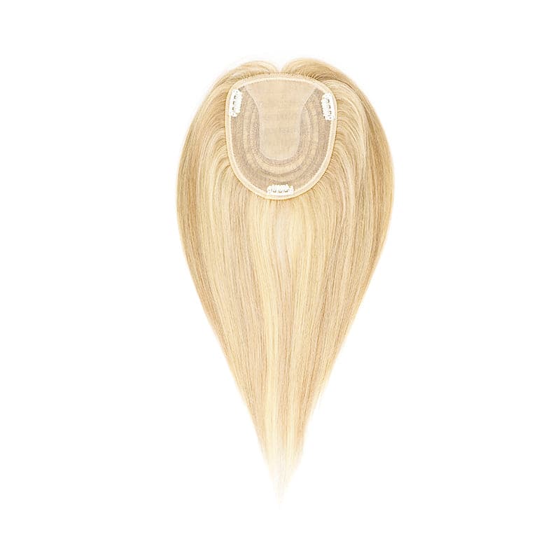 Human Hair Topper For Thinning Hair Bronde Highlights 13*15cm Silk Base E-LITCHI