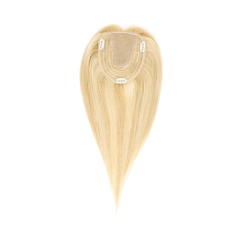 Human Hair Topper For Thinning Hair Blonde Highlights 13*15cm Silk Base E-LITCHI