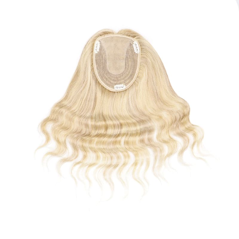Wavy Human Hair Topper Bronde Highlights 13*15cm Silk Base E-LITCHI