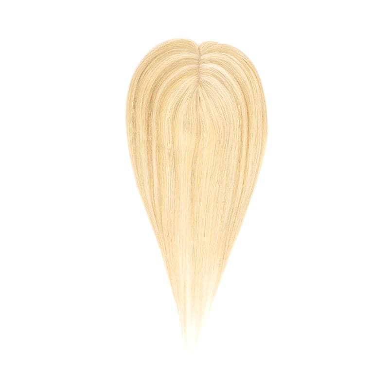 Human Hair Topper For Thinning Hair Blonde Highlights 13*15cm Silk Base E-LITCHI