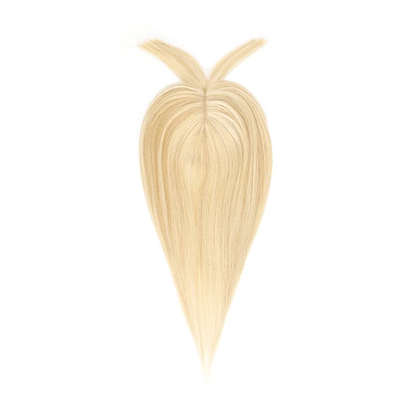 Human Hair Topper With Bangs For Thinning Hair Blonde Highlights 13*15cm Silk Base E-LITCHI
