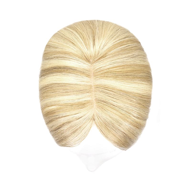Human Hair Topper For Thinning Hair Bronde Highlights 13*15cm Silk Base E-LITCHI