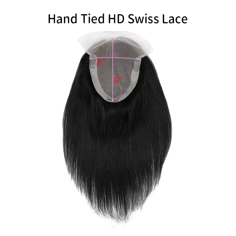 Pre Sale Lace Human Hair Topper 15*20cm Hand Tied Base For Hair Loss Jet Black E-LITCHI Hair