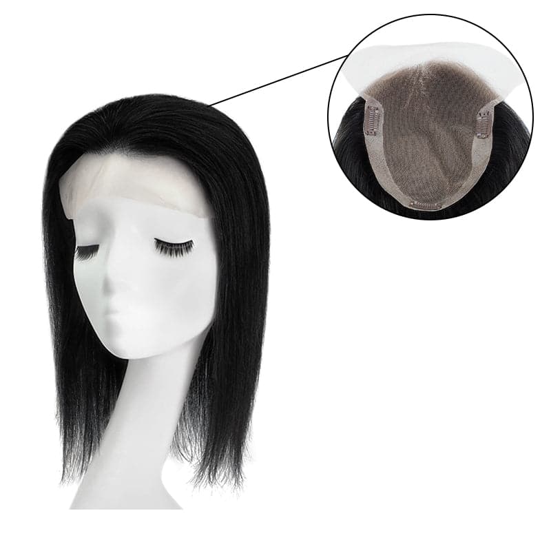 Pre Sale Lace Human Hair Topper 15*20cm Hand Tied Base For Hair Loss Jet Black E-LITCHI Hair