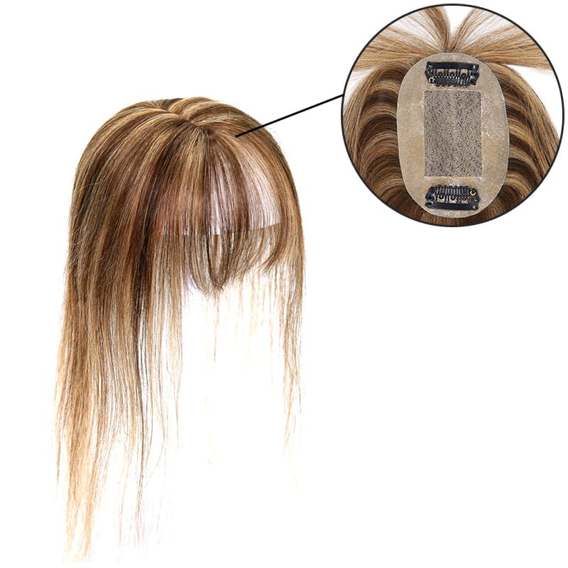 human hair topper with bang