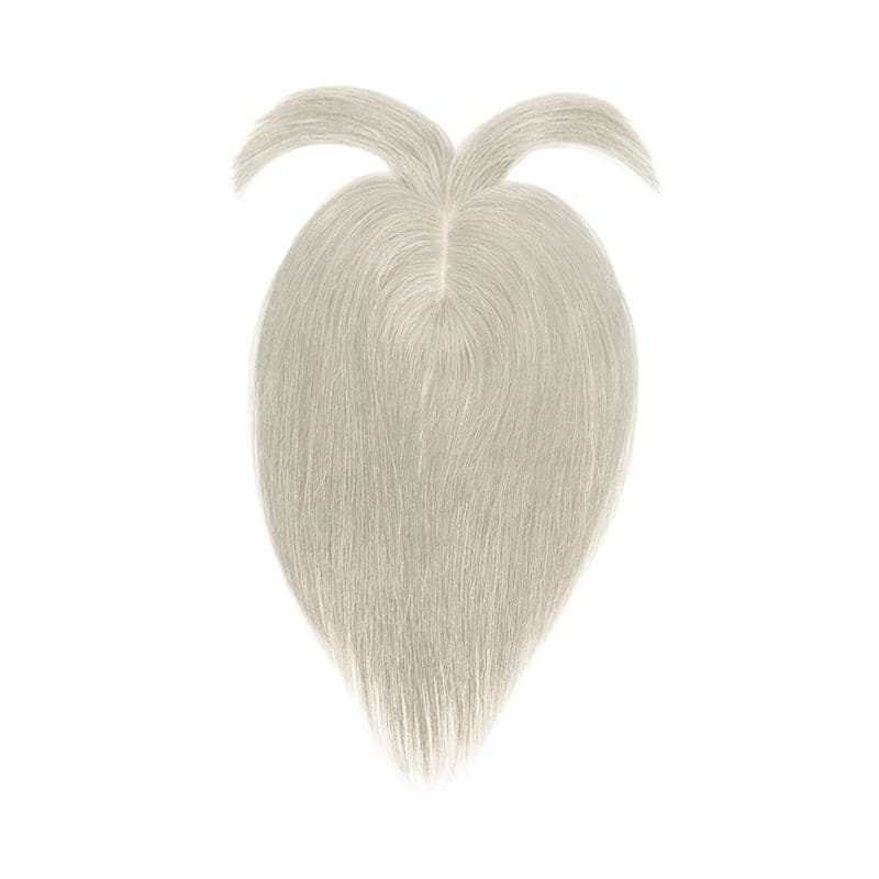 Sandy Grey Human Hair Topper With Bangs For Women Thinning Crown 7*13cm Base E-LITCHI Hair
