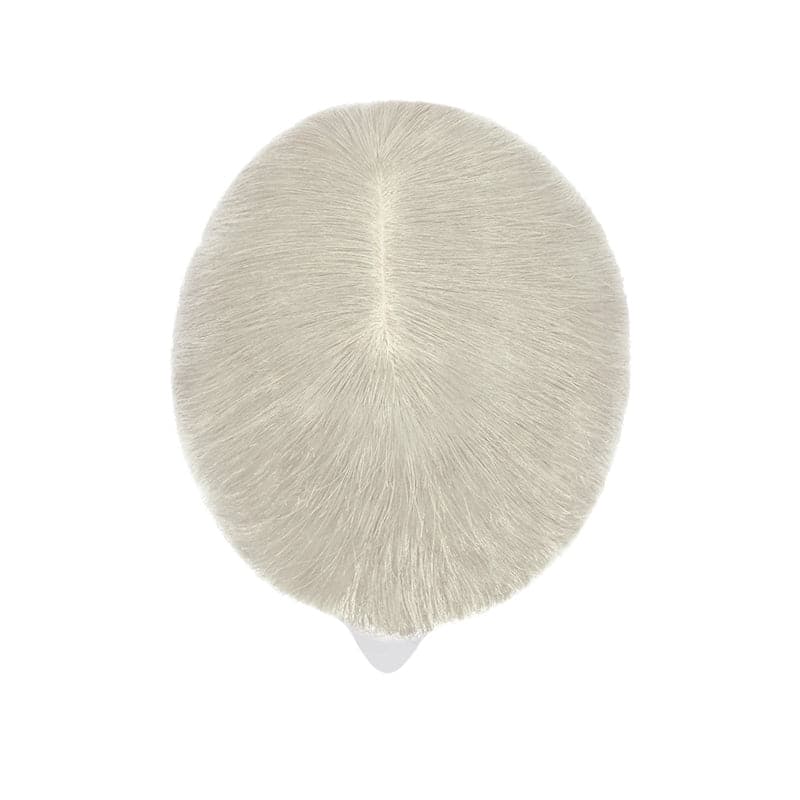 Sandy Grey Human Hair Topper With Bangs For Women Thinning Crown 7*13cm Base E-LITCHI Hair
