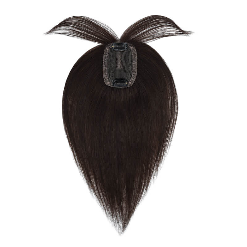 Daphne ︳Human Hair Topper With Bangs For Thin Hair 6*9CM Lace Base Dark Brown
