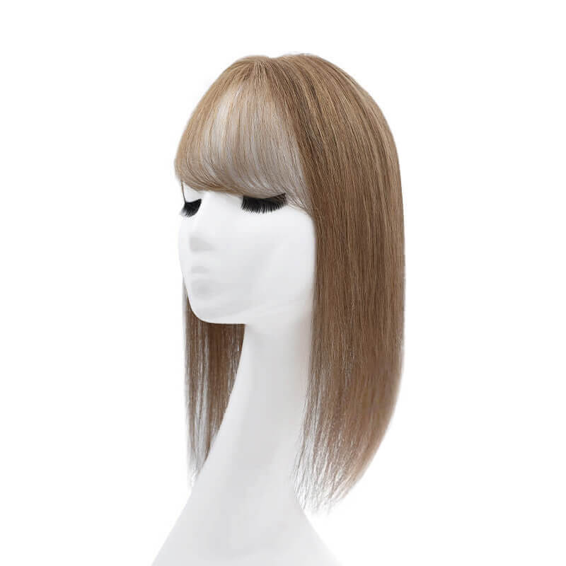 human hair topper with bangs