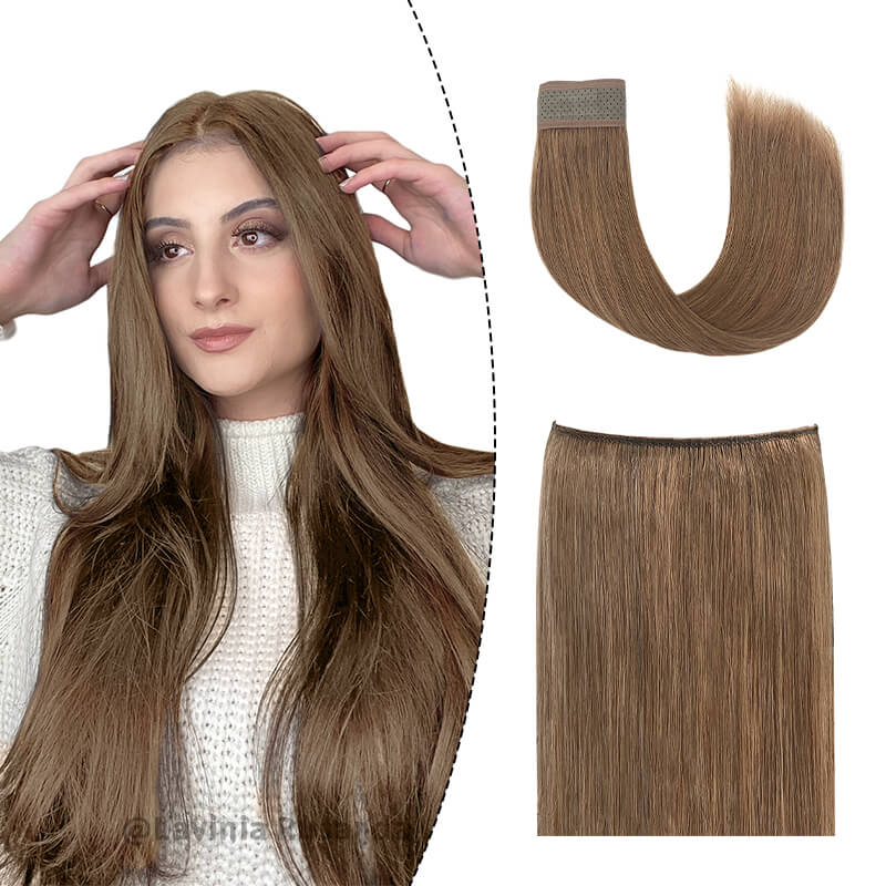 Extension de cheveux humains Brown Halo pour cheveux fins, plein volume