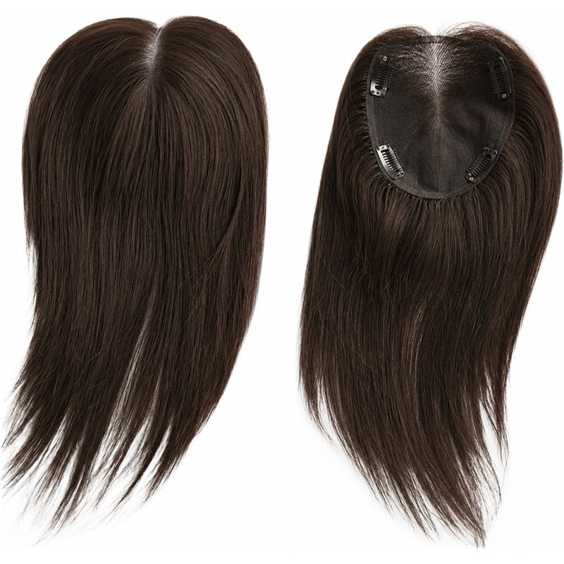 Daphne – Echthaar-Topper mit Pony für dünnes Haar, 6 x 9 cm Spitzenbasis