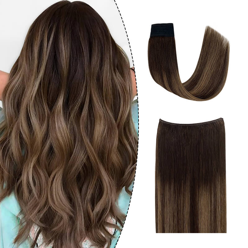 Halo Human Hair Extensions For Thin Hair Full Volume All Shades