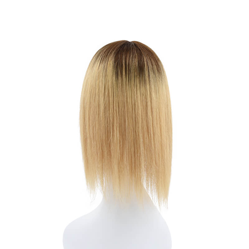Susan ︳Human Hair Topper With Bangs For Women Thinning Crown 10*12cm Silk Base Bronde Ombre