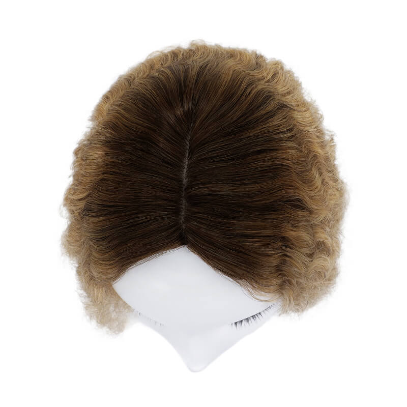 Susan ︳Curly Human Hair Topper For Thinning Crown 10*12cm Silk Base Blonde Ombre E-LITCHI