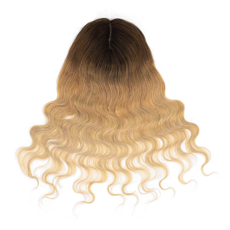 Susan ︳Wavy Human Hair Topper For Thinning Crown 10*12cm Silk Base Blonde Ombre E-LITCHI