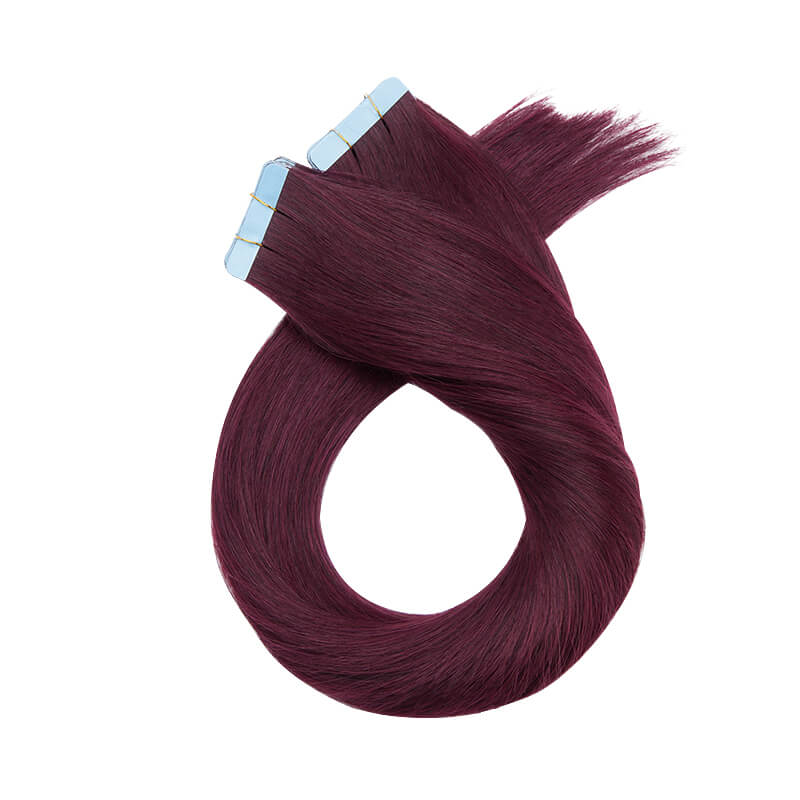 Seamless Tape Ins Wine Red 20pcs Natural Straight