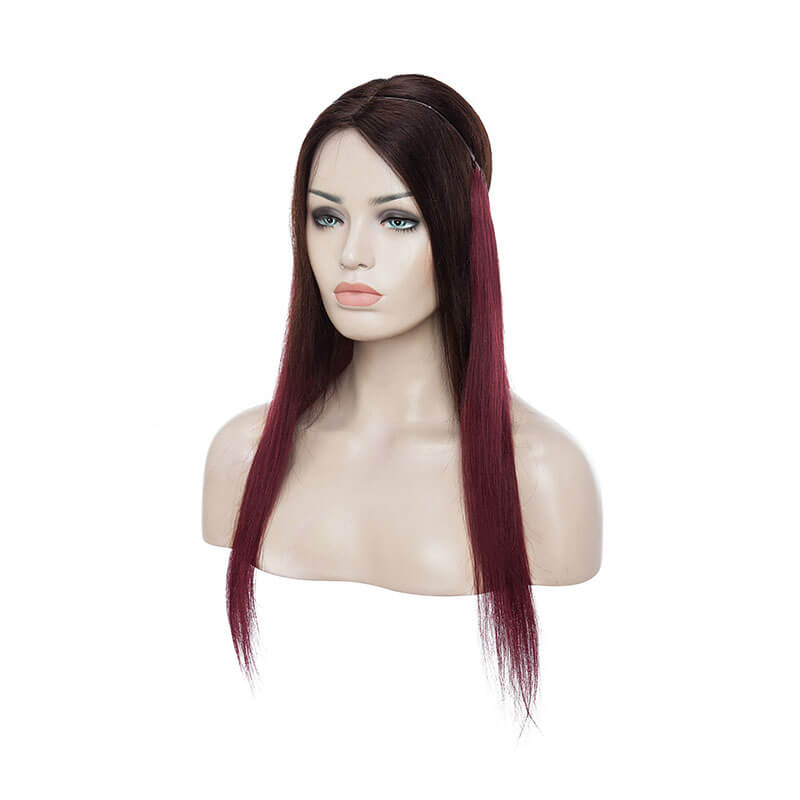 Extension de cheveux humains Halo, volume clair rouge vin