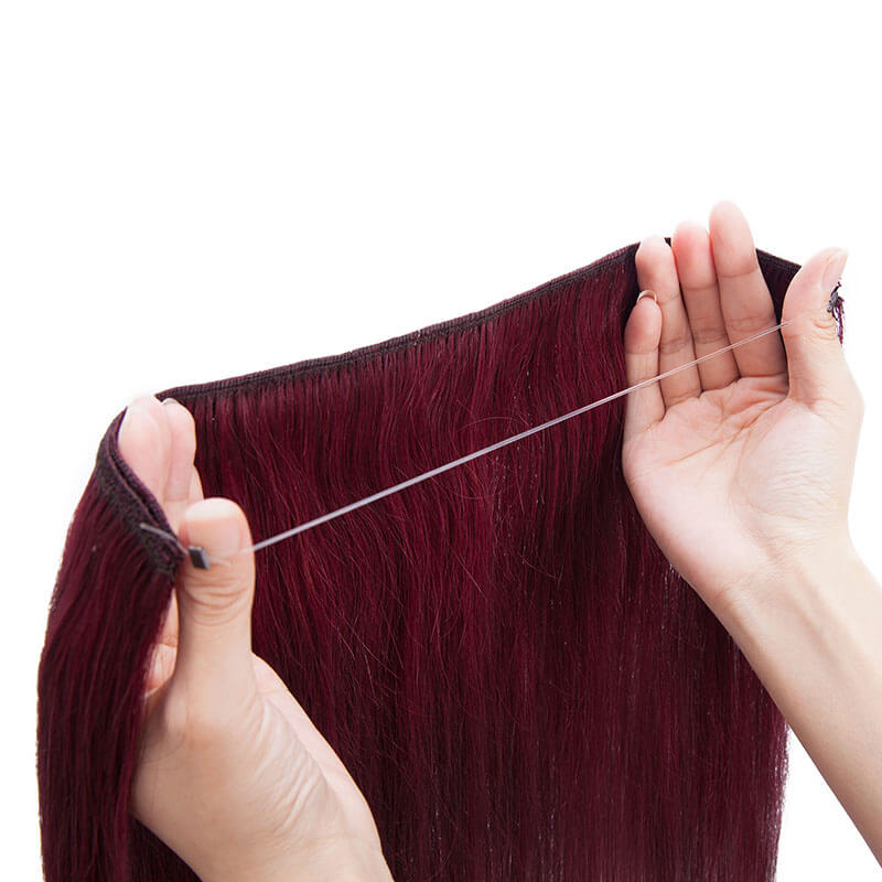 Halo Human Hair Extension Wine Red Light Volume