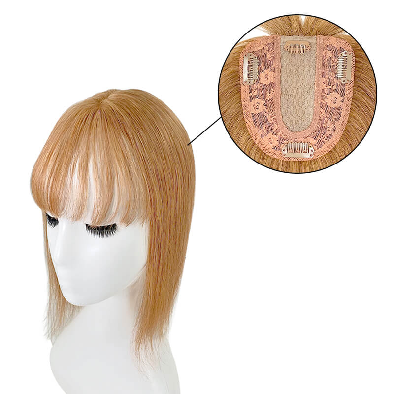 Susan ︳Light Auburn Human Hair Topper With Bang For Women Thinning Crown 10*12cm Base E-LITCHI