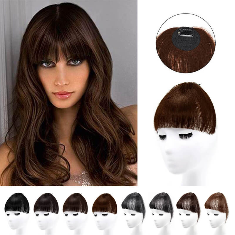 Clearance Human Hair Blunt Bangs Clip In 4 Colors 2 Styles