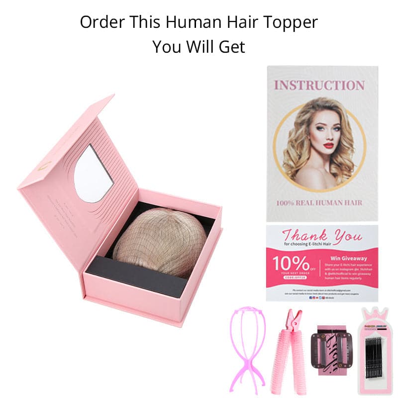 Topper de cheveux humains à base de soie entièrement brun foncé 3x5" d'été