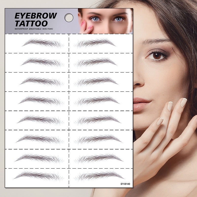 6D Hair Like Waterproof Eyebrow Tattoos Stickers Black Brown