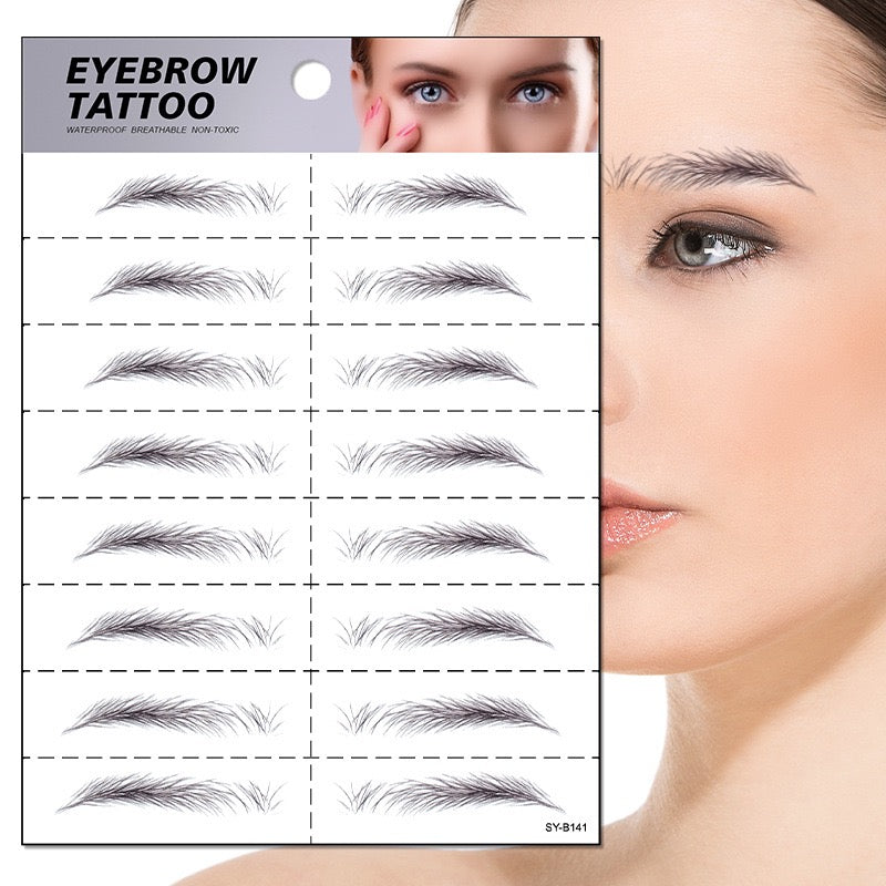6D Hair Like Waterproof Eyebrow Tattoos Stickers Black Brown
