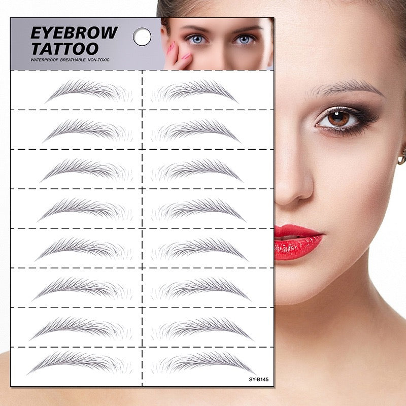 6D Hair Like Waterproof Eyebrow Tattoos Stickers Black Brown
