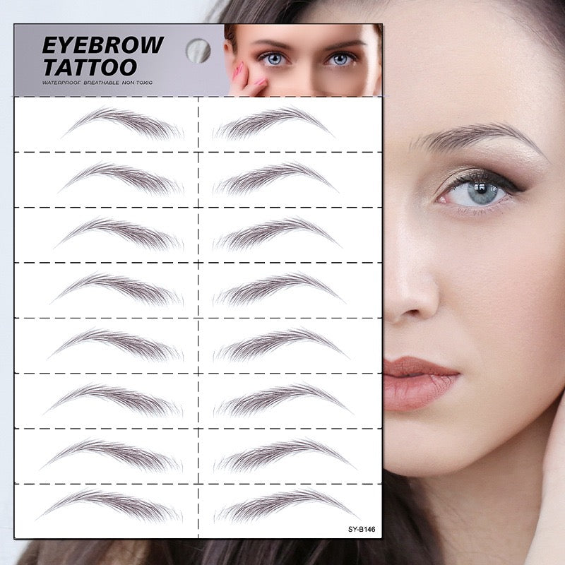 6D Hair Like Waterproof Eyebrow Tattoos Stickers Black Brown