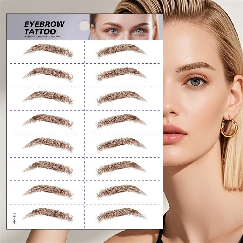6D Hair Like Waterproof Eyebrow Tattoos Stickers Black Brown