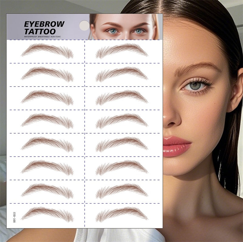 6D Hair Like Waterproof Eyebrow Tattoos Stickers Black Brown
