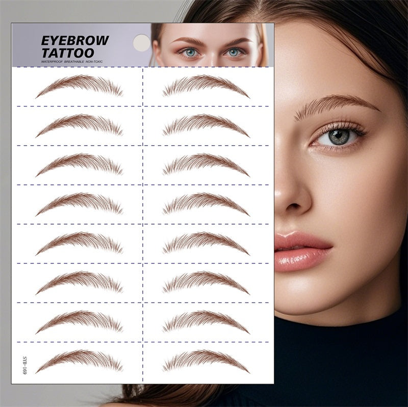 6D Hair Like Waterproof Eyebrow Tattoos Stickers Black Brown