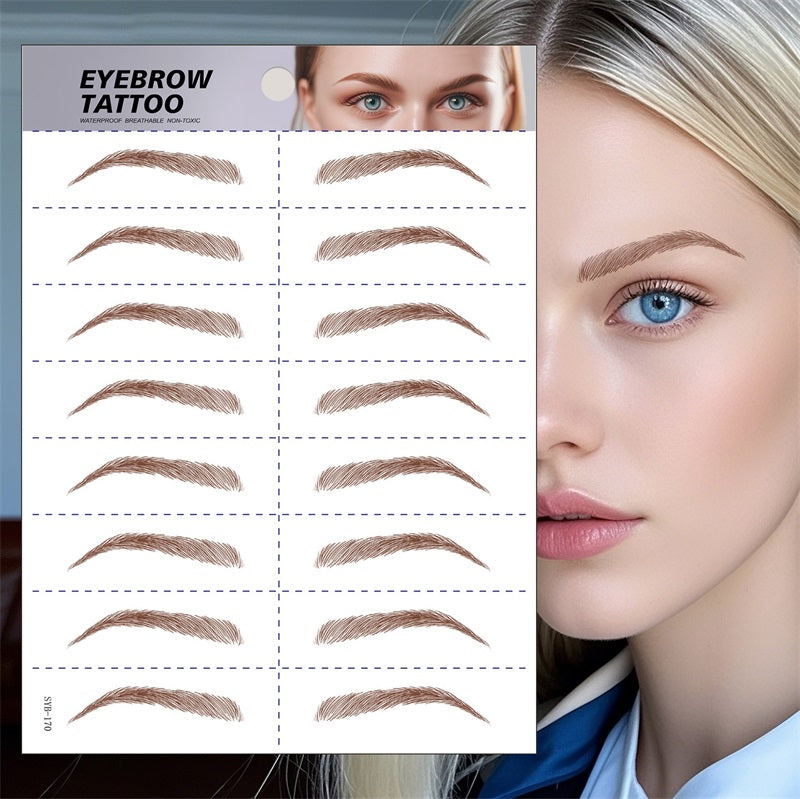 6D Hair Like Waterproof Eyebrow Tattoos Stickers Black Brown