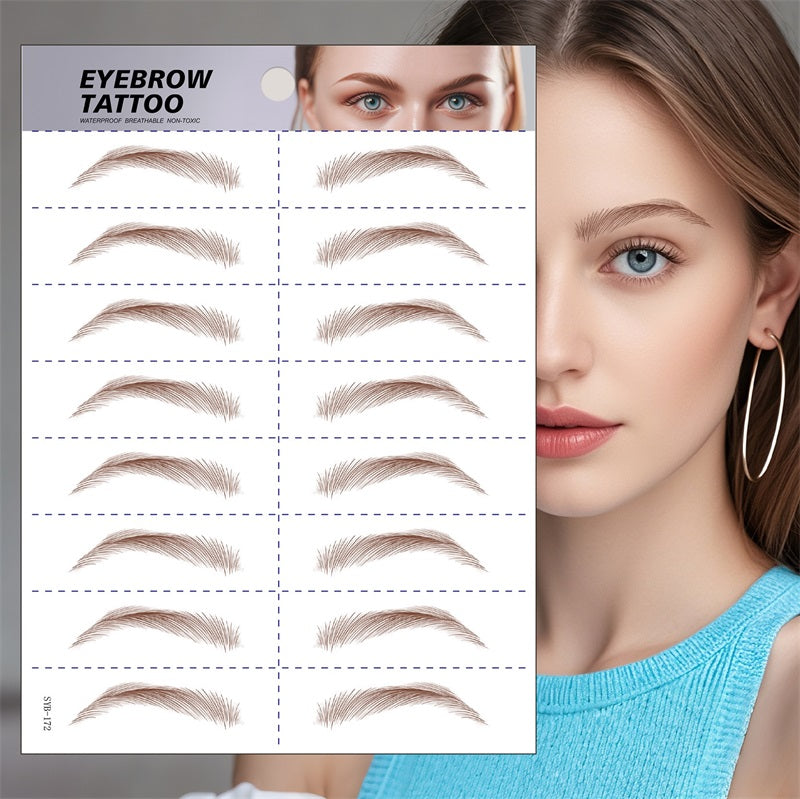 6D Hair Like Waterproof Eyebrow Tattoos Stickers Black Brown