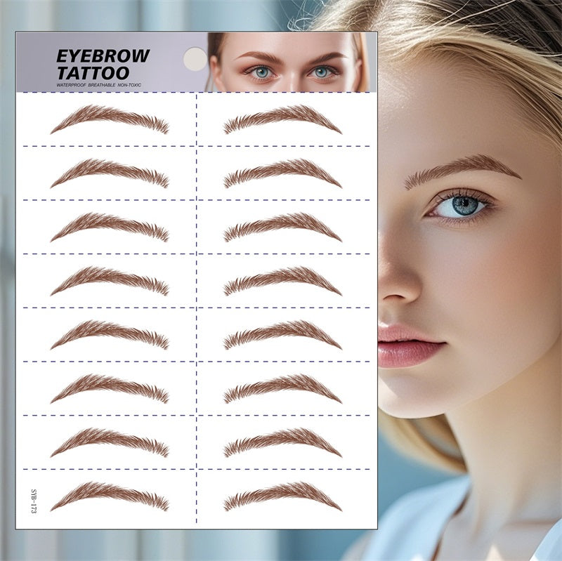 6D Hair Like Waterproof Eyebrow Tattoos Stickers Black Brown