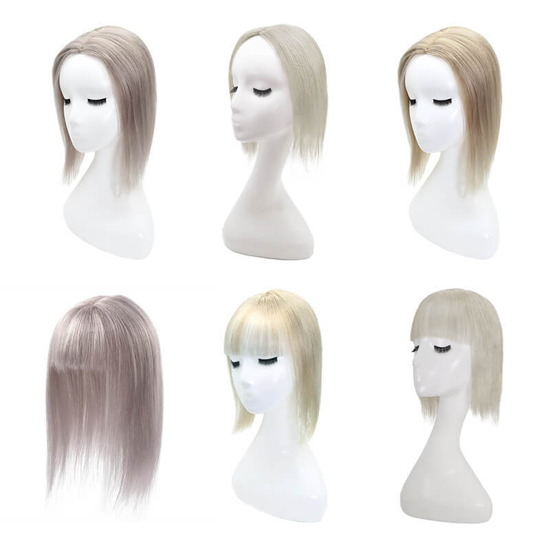 Susan ︳Blond Gris 10*12 Base Topper de cheveux humains avec frange