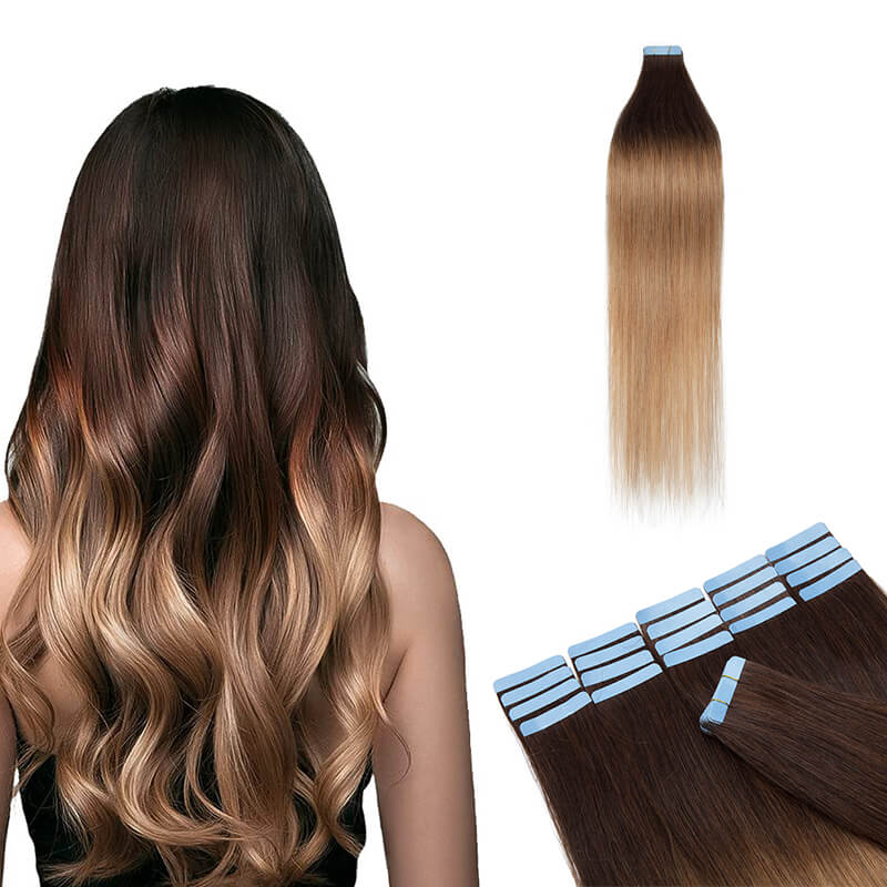 Ombre Tape In Human Hair Extension 20pcs Natural Straight