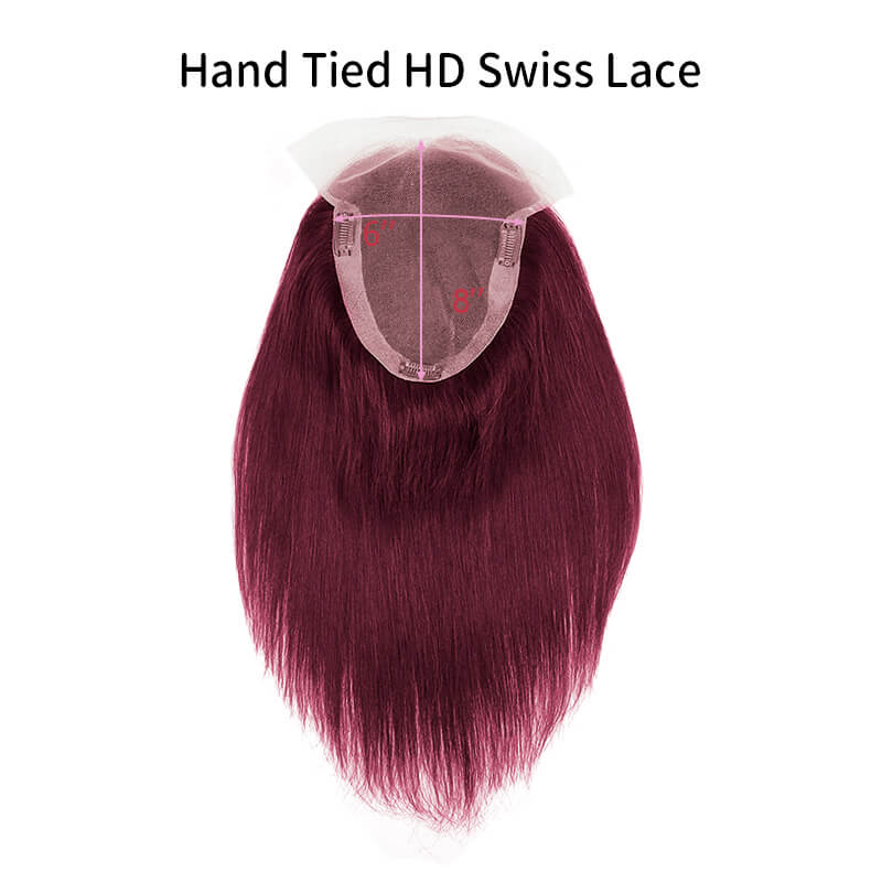 Dahlie – weinrote Topper für Haarausfall, 15,2 x 20,3 cm, volle Spitzenbasis