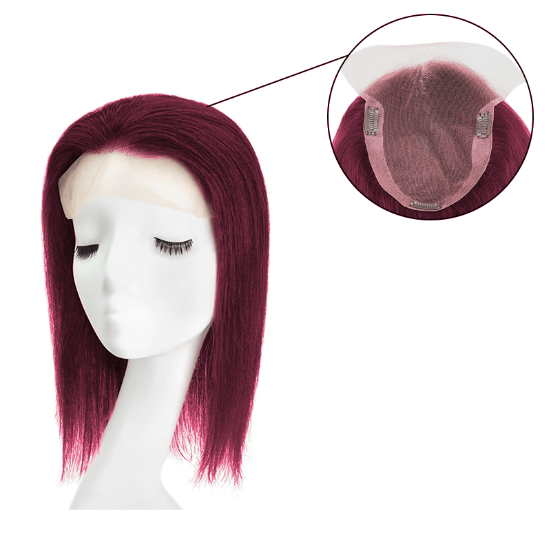Dahlia ︳ Toppers rouge vin pour la perte de cheveux 6x8 " Base en dentelle complète