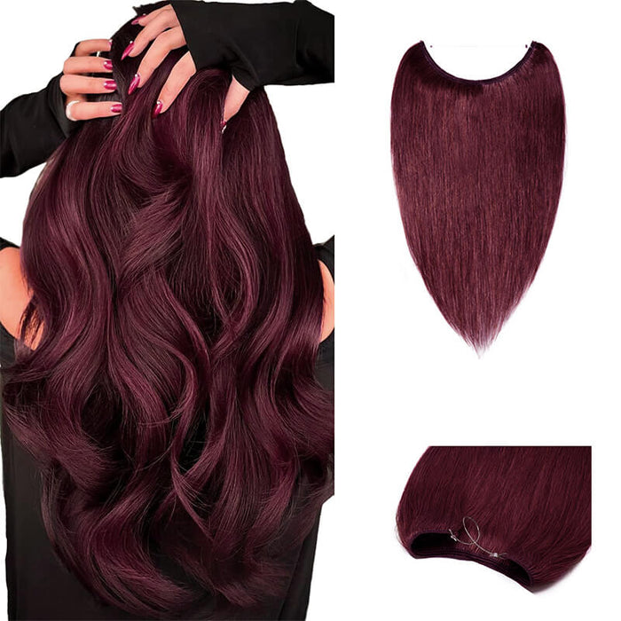 Halo Human Hair Extension Wine Red Light Volume