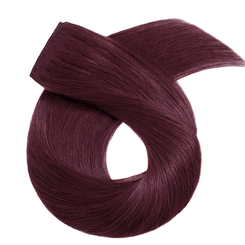 Clip Ins Human Hair Extension Single Weft Wine Red Full Volume