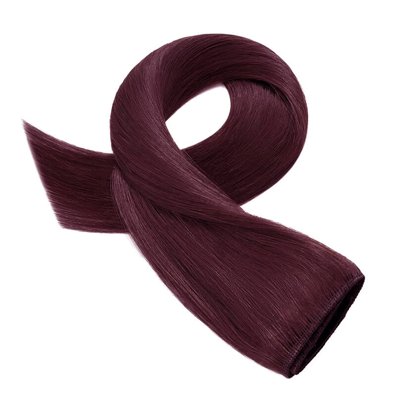Clip Ins Human Hair Extension Single Weft Wine Red Full Volume