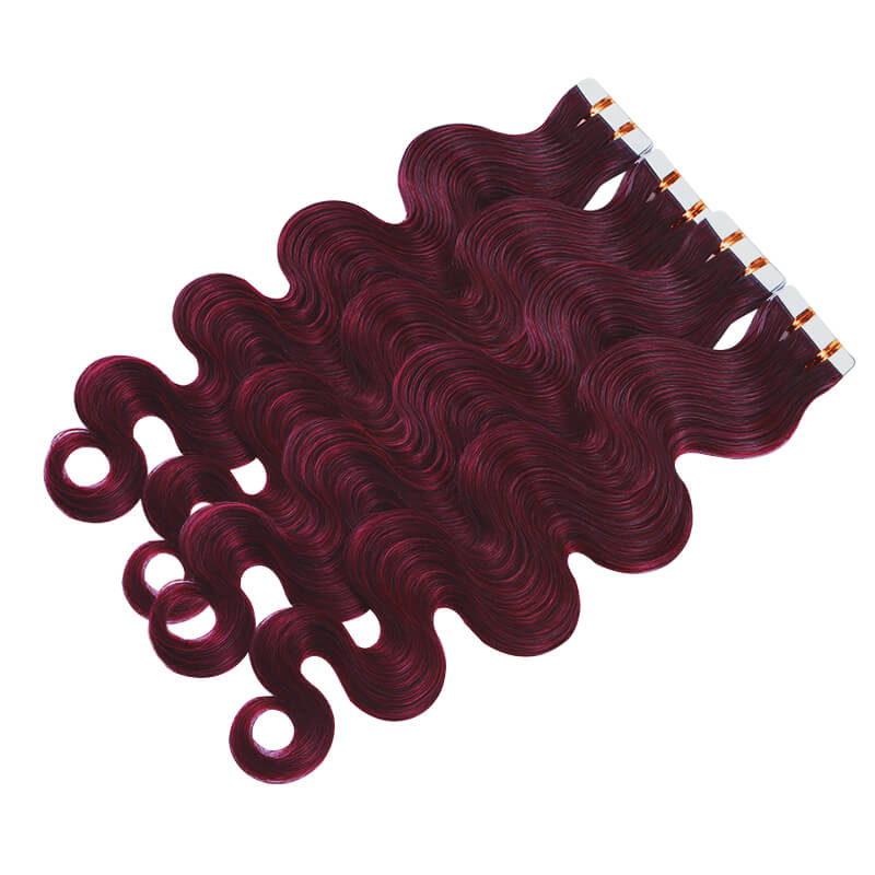 Wine Red Wavy Tape Ins 2 Pack 40pcs Bundle For More Volume