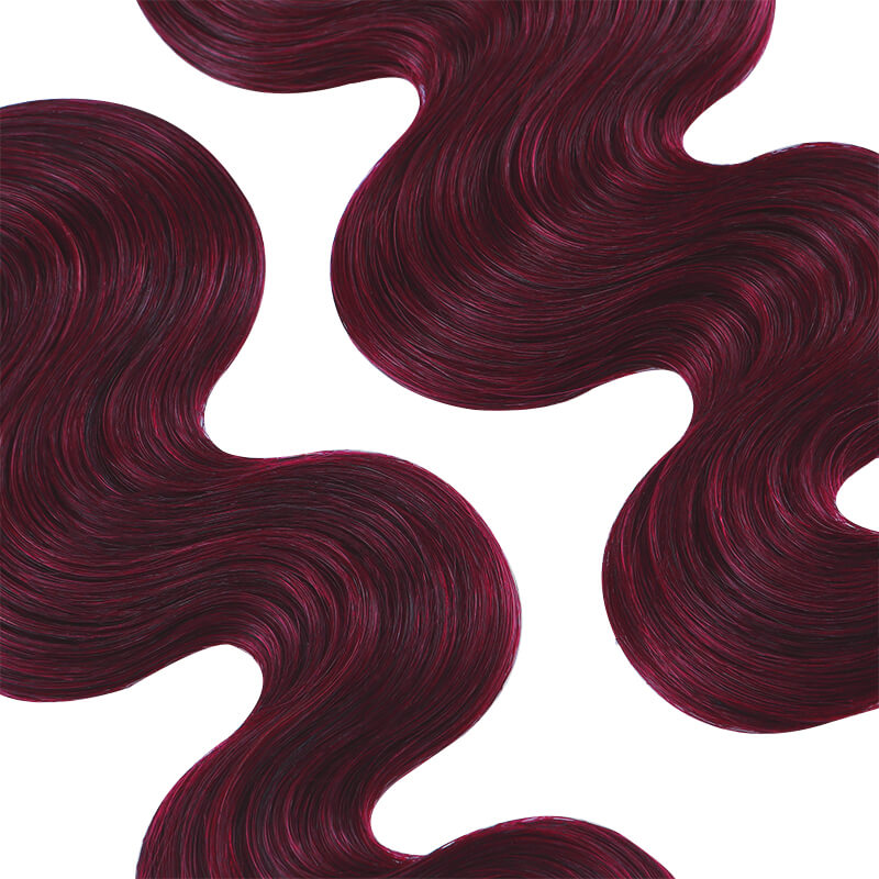 Wine Red Wavy Tape Ins 2 Pack 40pcs Bundle For More Volume