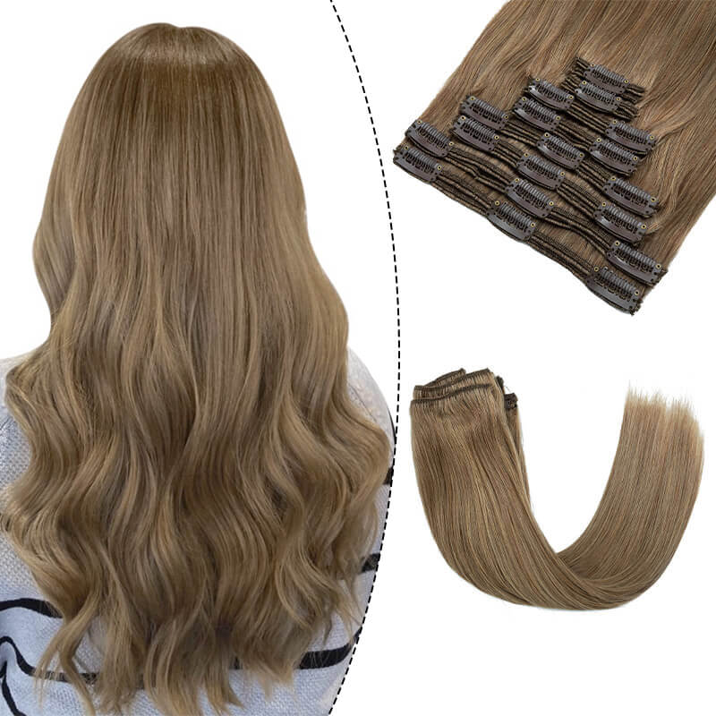 brown clip in hair extensions