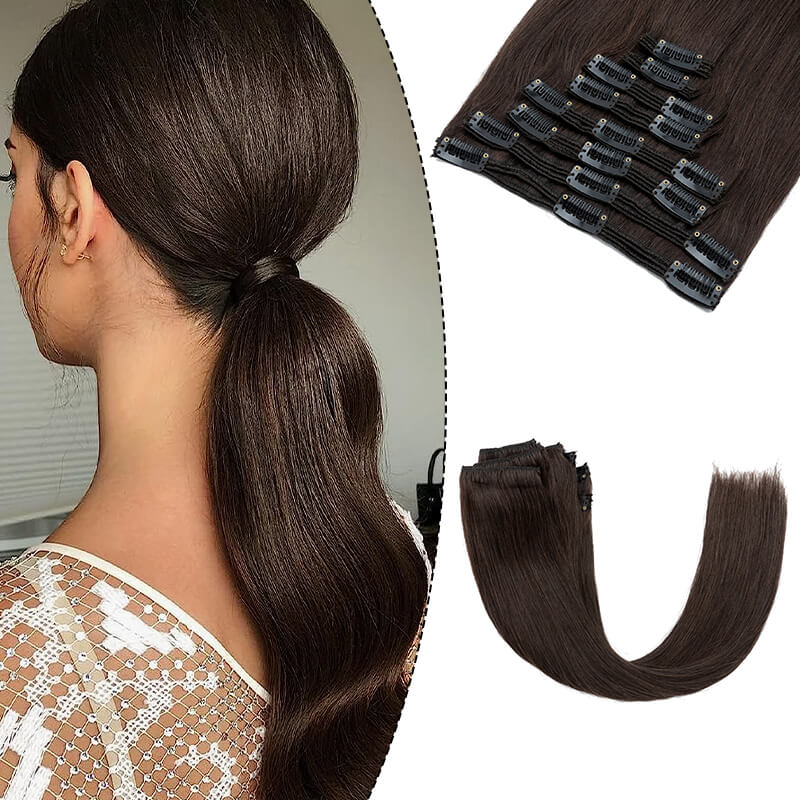 brown clip in hair extensions